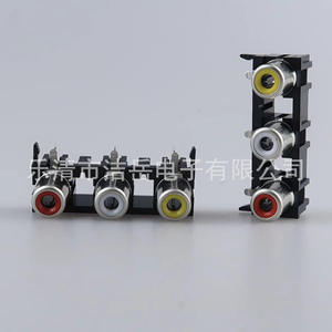 Connecteur RCA triple phono 3 broches à montage sur panneau, connecteur de signal audio-vidéo femelle, base noire du modèle - Product Image 2