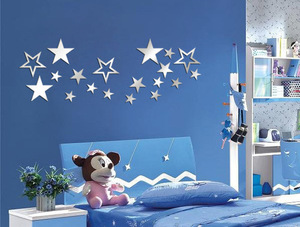 Autocollants muraux décoratifs créatifs pour la maison, étoiles en miroir acrylique, embellissement de la chambre d'enfant, autocollants muraux très vendus - Product Image 6