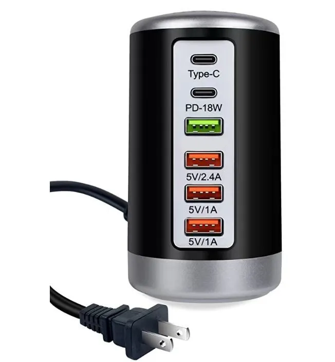 Cargador redondo PD18W PD65W cargador USB multipuerto 5V 9V 12V 15V QC3.0 PD20W cargador rápido