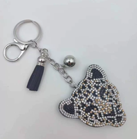 Koningsblauwe cheetah-vormige stijlvolle sleutelhanger met volledig strass-versiering en kwastjes, hoogwaardige bestseller charme hangende ornament