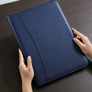 Organiseur de bureau B5 avec fermeture éclair en cuir PU, classeur à anneaux, carnet de notes avec calculatrice, certifié FSC, pour usage scolaire - Product Image 1