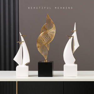 Modèle de bateau à voile de luxe nordique, ornement en porcelaine, design <span class=keywords><strong>moderne</strong></span> <span class=keywords><strong>et</strong></span> créatif fait main, <span class=keywords><strong>décoration</strong></span> contemporaine en céramique pour la maison - Product Image 5