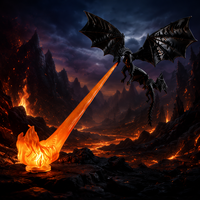 Lampe LED Dragon Souffleur de Feu Imprimée en 3D, Décoration de Bureau Fantaisie, Figurine de Collection, Cadeau