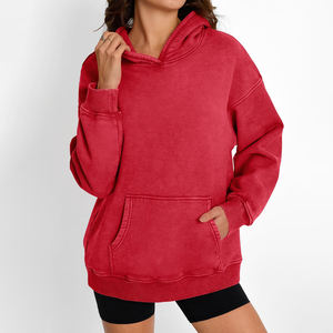 Acid Wash Winter Long Front Personalizable Fleece Hooded Transpirable Sudaderas con capucha de secado rápido Calidad Premium Nuevo diseño para mujeres Hecho - Product Image 4