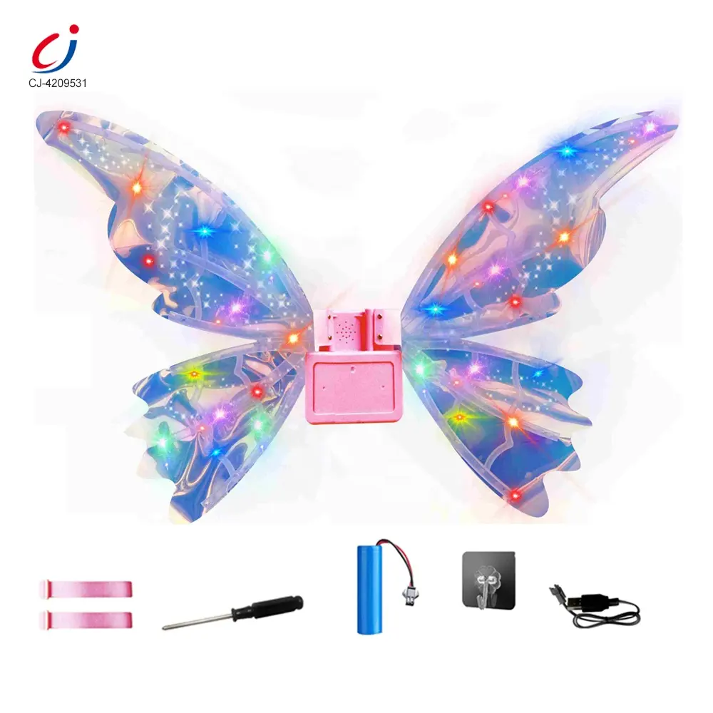 Chengji elf electric wings flapping play set kids role playing princess game b/o music beautiful butterfly wings for girls