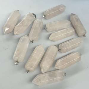 로즈 쿼츠 14X43MM 육각 프리즘 보석 비즈 대형 각진 불렛 펜던트 반귀석 DIY 주얼리 제작용 - Product Image 4