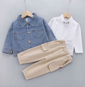 Wholesale T Shirt <strong>Trousers</strong> Jacket Trend Fashion Kid Baby Clothes 3 Piece Children Cowboy Set - Product Image 2