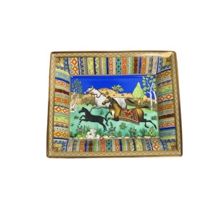 Ev ve Otel Dekorasyonu için 4'lü Kapaklı, Turuncu Kenarlı, Seramik, Lüks, Vintage, Kare Masaüstü Küllük - Product Image 1