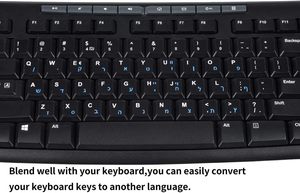Autocollants de clavier hébreu, fond noir avec lettres bleues, autocollant de remplacement pour clavier d'ordinateur portable, PC, ordinateur de bureau - Product Image 4
