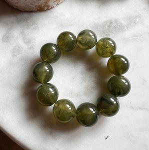 Beige Resin Chunky <b>Bracelet</b> Oval Bead Design Handmade Stretch Bangle Elegant Minimalist Fashion Jewelry for Women and Daily Wear - Product Image 2