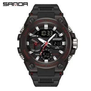 Reloj de Pulsera Digital para Hombre Sanda 3311, Nuevo Diseño de Moda, Cronógrafo de Cuarzo con Correa de Silicona - Product Image 1