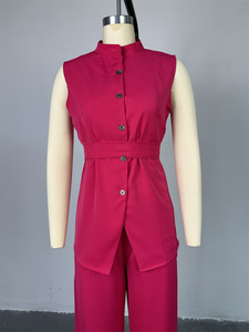 Women Wide Leg Pant Two Piece Set Shirt Top Cuffed Pants Suit Loose High Waist Elegant Trousers Suits 2 Piece Set Women <strong>Clothing</strong> - Product Image 3