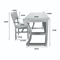 Ensemble bureau et chaise pour professeur, hauteur fixe 120 cm, design moderne, table d'étude en plastique avec structure en acier, anti-rayures, mobilier scolaire