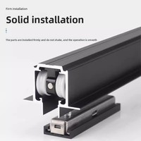 Kit de quincaillerie pour porte coulissante en alliage d'aluminium avec fermeture amortie, ensemble complet de rails et roulettes pour porte de placard ou de dressing
