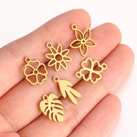 18K or PVD plaqué acier inoxydable breloques évider montagne fleur feuilles Lotus pendentifs pour bricolage collier boucle d'oreille accessoires