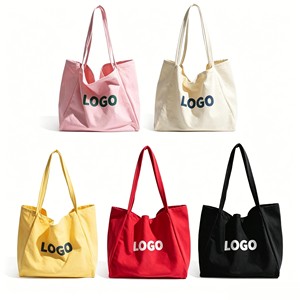 Custom Logo <b>Canvas</b> <b>Tote</b> Large Capacity for Women, Personalized Cotton Shoulder Reusable Everyday Shopping Bag - Product Image 2