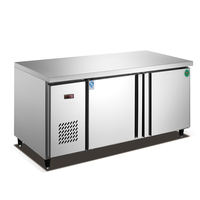 Réfrigérateur sous le comptoir en acier inoxydable avec 2 portes moussantes ou en verre réfrigérateur de cuisine commerciale table de préparation