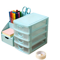 Organisateur de bureau moderne minimaliste GREENSIDE en plastique PP simple à 4 niveaux, boîte de rangement pour étudiants en dortoir, organisateur transparent