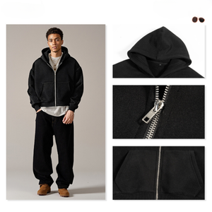 <span class=keywords><strong>Sudadera</strong></span> con capucha y cremallera estampada de alta calidad al por mayor, unisex, tipo jersey, de felpa, para hombre, talla grande, tejido de rizo, invierno, ODM, 360GSM - Product Image 3