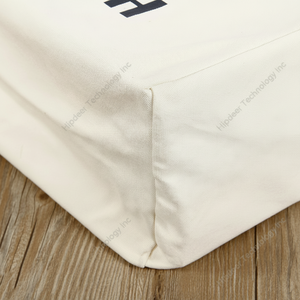 Bolso de lona de mano de costura, bolso de hombro publicitario de compras de algodón en blanco personalizado - Product Image 1