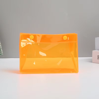 Pochette de voyage en PVC transparente imperméable avec fermeture éclair, logo personnalisé, rose bébé, jaune, marron, sac à maquillage avec poignée