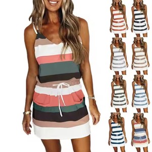 Pullover estivo prendisole da spiaggia donna coreano abiti corti <span class=keywords><strong>Sexy</strong></span> abiti corti senza maniche per <span class=keywords><strong>abbigliamento</strong></span> donna - Product Image 1