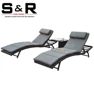 Hiện đại cổ điển bền kim loại Sun <span class=keywords><strong>Lounger</strong></span> đồ gỗ ngoài trời Ghế đệm di động có thể gập lại cho hồ bơi bãi biển sân khách sạn sử dụng - Product Image 5
