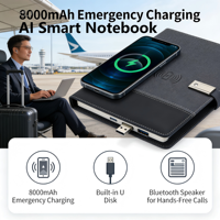 Cuaderno Digital Inteligente con Altavoz IA, Batería Externa de 8000mAh, Logotipo Personalizado, Bloc de Notas Reutilizable, Set de Regalo Corporativo
