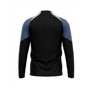 Setelan Training Sepak Bola Warna Hitam Biru Abu-abu Custom Color Block Half Zip OEM ODM - Product Image 4