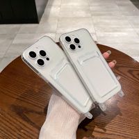 Nouvel étui porte-cartes en silicone de luxe ATB pour 17/16/15/12 Pro Max, coque transparente souple de protection avec fente pour cartes