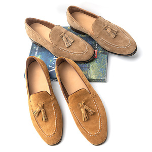 Nouveaux Mocassins Homme en Cuir Véritable à Semelle Souple, Style Vintage avec Pompons, Chaussures Bateau Décontractées pour la Conduite - Product Image 3