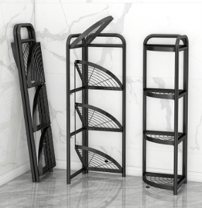 Estante de Almacenamiento Triangular Plegable, para Baño, Cocina, Estante de Almacenamiento para Huecos, sin Perforaciones, Estante de Almacenamiento de Múltiples Niveles - Product Image 6