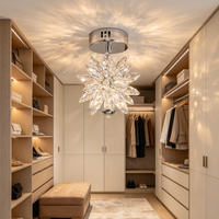Plafonnier design floral en cristal K9 chromé, éclairage décoratif pour villa, hôtel, couloir, entrée