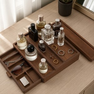 Organizador <span class=keywords><strong>de</strong></span> Colonia para Hombre, <span class=keywords><strong>de</strong></span> 3 Niveles, <span class=keywords><strong>de</strong></span> Madera, con Cajón <span class=keywords><strong>de</strong></span> Almacenamiento y Compartimento Oculto, Ecológico, Moderno, para Baño - Product Image 4