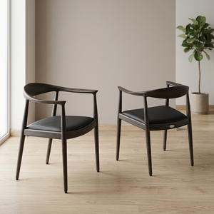 Chaise de salle à manger portable en bois massif, écologique et moderne, avec accoudoirs et revêtement en cuir, style nordique, meubles de salle à manger pour la maison - Product Image 2