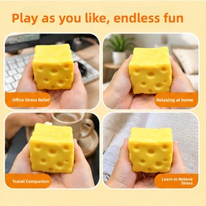 Giocattolo Antistress a Forma di Cubo di Formaggio in TPR, Regalo Sicuro e Non Tossico, Giocattolo a Lenta Risposta per Giovani, Stimolazione Emotiva e Visiva - Product Image 4