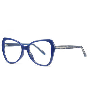Gafas ópticas de ojo de gato con montura redonda a <span class=keywords><strong>la</strong></span> moda TR90 con luz antiazul, colores opcionales de montura negro, rojo y azul - Product Image 4