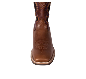 Stivali da Cowboy di Alta Qualità Personalizzati dal Produttore, Nuovi in Pelle Marrone con Ricamo Blu a Fulmine, Punta Quadrata, Tacco Basso, Design Classico - Product Image 3