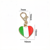 10 pendentifs breloques en émail en forme de cœur avec drapeaux nationaux, fermoir mousqueton, accessoires de bijoux DIY pour porte-clés et bracelets