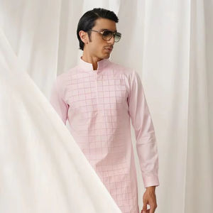 Eid especial indio étnico tradicional desgaste Jacquard Schiffli trabajado Punjabi Kurta pijama para hombres boda Sherwani - Product Image 1