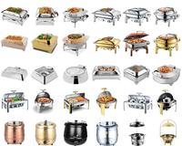 Réchaud de Luxe Électrique Doré pour Buffet Hôtelier, Chauffe-Plat Chafing Dish de Service pour Traiteur