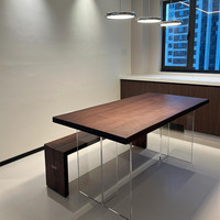 Fabrik-Großhandel Luxuriöser Bubinga Massivholz-Esstisch mit Naturkante Zeitgenössisches Design für Zuhause, Apartment, Park