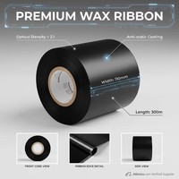 Pita Wax TTR Premium 60mmx300m untuk Printer Barcode Desktop Zebra TSC, Label Harga Eceran, Pelabelan Perhiasan