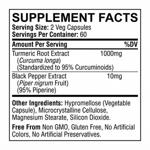 Cápsulas de Cúrcuma y Curcumina OEM ODM, GMP Halal, 120 Unidades, 1000 mg por Porción, 95 Por Ciento de Curcuminoides - Product Image 3