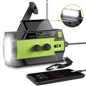Radio météo solaire étanche avec lampe de poche dynamo et fonction radio Internet MD-090P, haut-parleur portable d'urgence AM FM - Product Image 4
