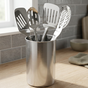 Portaherramientas de cocina de acero inoxidable a precio de mayorista con diseño clásico martillado y elegante - Product Image 2