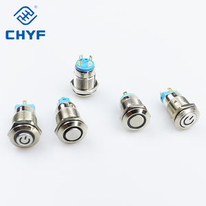 مفتاح بقفل ذاتي 5 فولت/12 فولت/24 فولت/V زر دفع طاقة معدني مقاوم للماء مصباح ليد دائري مسطح 12/16/19/22 حجم - Product Image 1