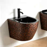 Ensemble sanitaire mural WC et bidet en céramique avec siphon en P, design artistique moderne, installation facile, abattants à fermeture douce