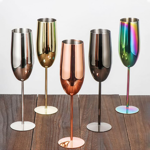 9oz Unbreakable Silver/Gold/Rose Gold/Black Elegant Stainless Steel <strong>Champagne</strong> <strong>Flutes</strong> for Wedding Anniversary Christmas - Product Image 4