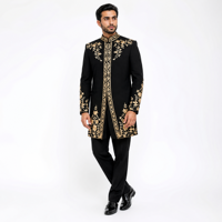 YSYL Nouveaux ensembles décontractés 2 pièces pour hommes musulmans africains noirs, Kaftan Dashiki brodé, haut à manches longues et pantalon